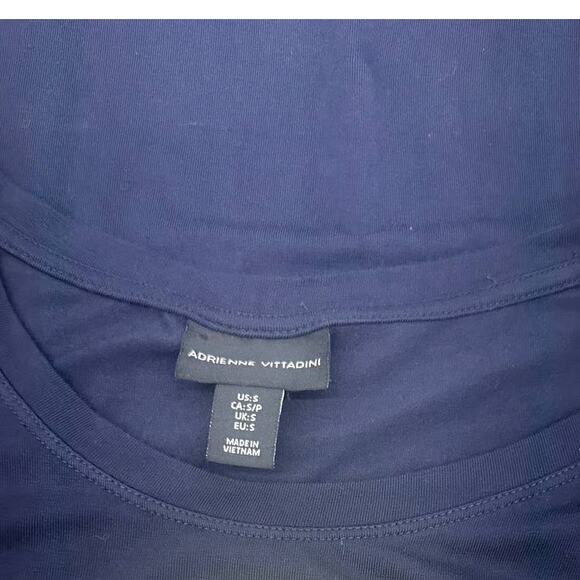 Adrienne Vittadini Knit Maxi Dress Short Sleeve Navy Blue Scoop Neck Small - Picture 4 of 5